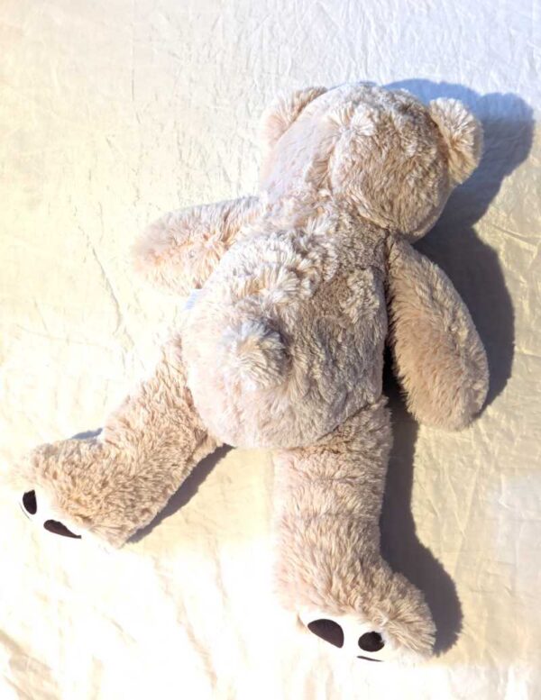Arrière peluche normale gros ours ourson beige flot ruban jaune ocre