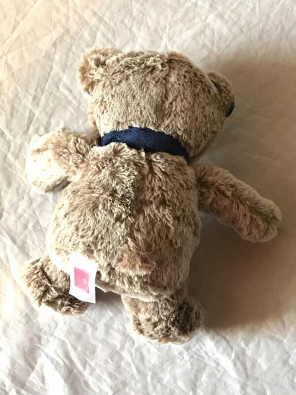 Arrière peluche normale ourson brun ruban bleu nuit étoiles sous pattes boutique enfance-douceur Arrière peluche normale ourson brun ruban bleu nuit étoiles sous pattes