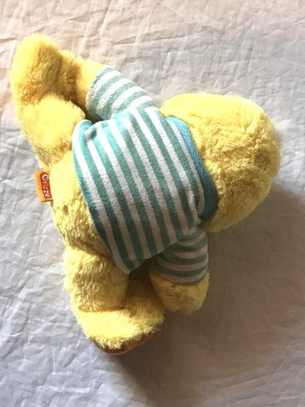 Arrière peluche normale petit poussin jaune vêtement lignes horizontales