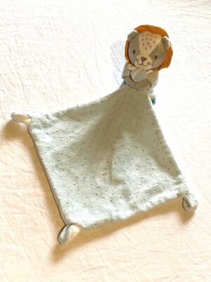 Doudou petit chaton chat pattes mouchoir bleu pailleté
