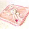 Doudou petit lapin blanc robe rose pâle étoile mauve