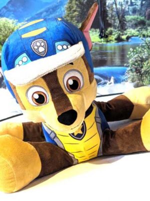 Peluche normale gros chien marron pat patrouille casque uniforme bleu