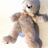 Peluche normale gros ours ourson beige flot ruban jaune ocre