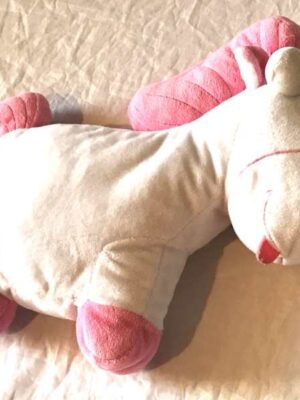 Peluche normale licorne blanche plate corne jaune