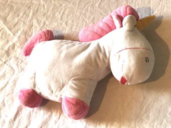 Peluche normale licorne blanche plate corne jaune