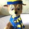 Peluche normale grand chien pat patrouille brun bonnet veste écharpe bleues
