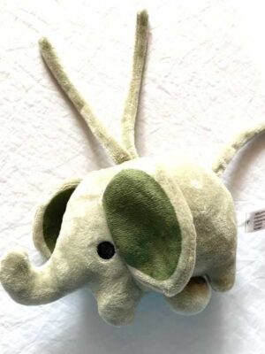 Peluche normale petit éléphant gris intérieur oreilles verts boule musicale