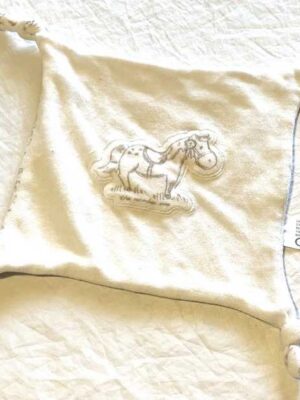 Doudou mouchoir blanc petit cheval