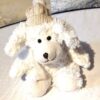 Peluche normale chiot blanc bonnet pompon echarpe crèmes boutique enfance-douceur Peluche normale chiot blanc bonnet pompon echarpe crèmes