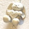 Peluche normale lapin blanc musical petit coeur écharpe rayée poignée blanche