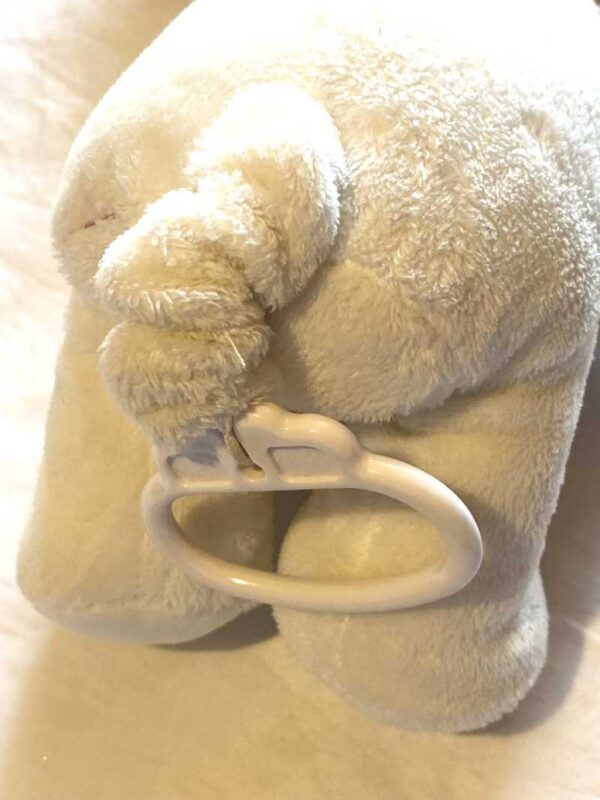 Poignée blanche peluche normale lapin blanc musical petit coeur écharpe rayée